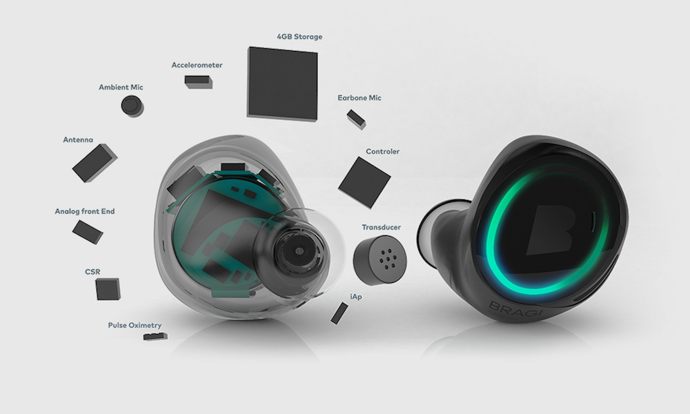 Internal Components of the Dash Wireless Smart In Ear Headphones by Bragi
