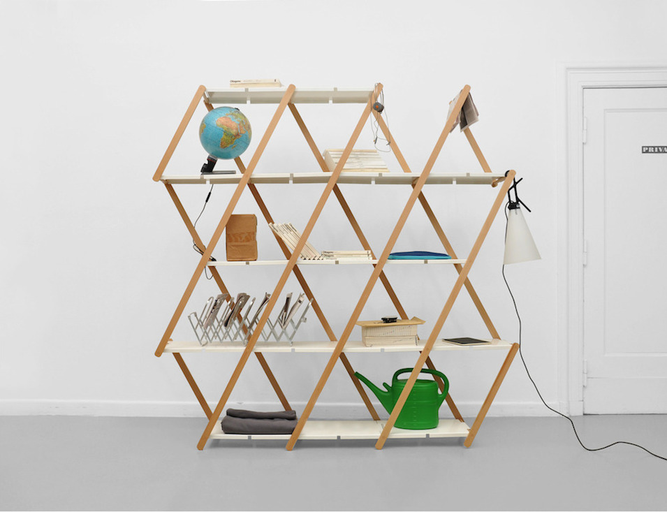 Set Shelf by Stephanie Hornig - Reconfigurable Scissor Trellis Inspired Shelving