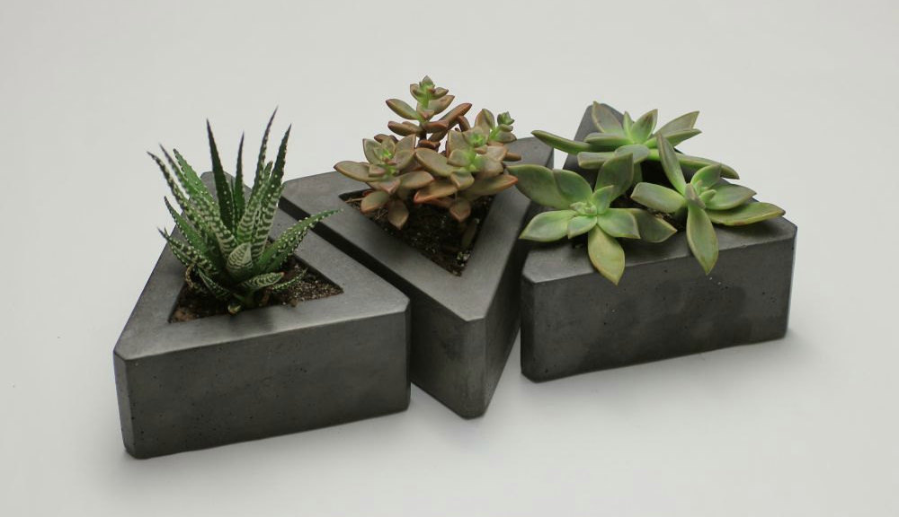 Set of 3 Triangular Concrete Modular Succulent Planters by Rough Fusion on Etsy