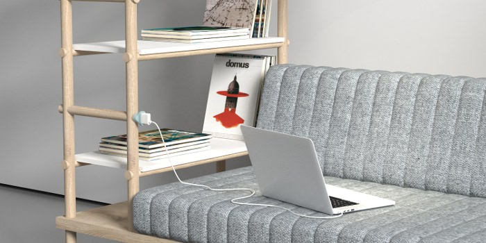 Herb Sofa Shelf with Integrated Cable Management for Laptop Charging by Burak Kocak