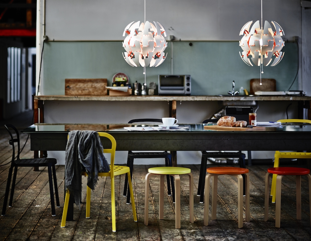 IKEA PS 2014 'Exploding' Pendant Lamps Above Dining Table
