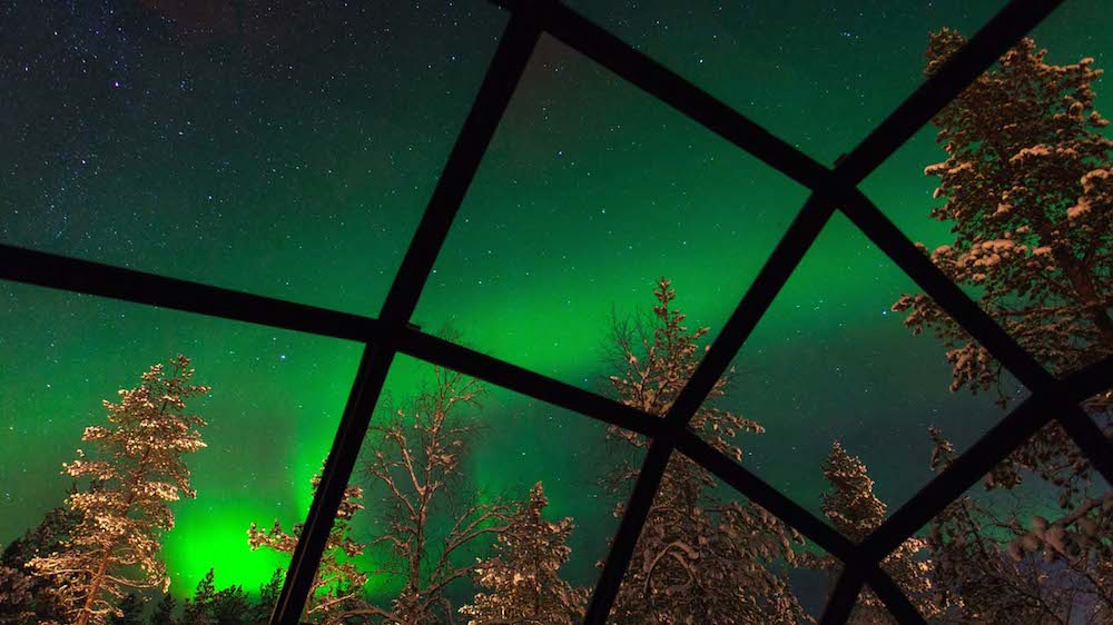 Northern Lights from Glass Domed Igloo at Kakslauttanen