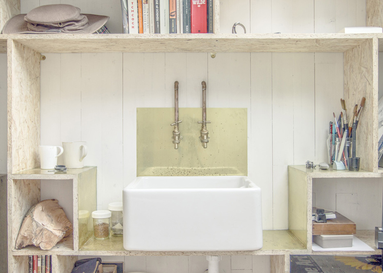 Sink with Brass Sheet Backsplash