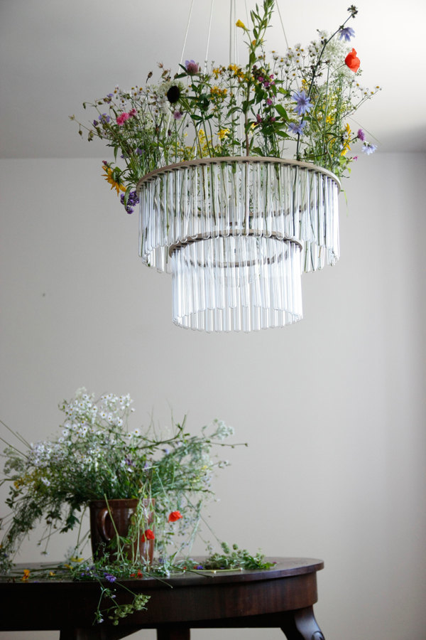 Test Tube Chandelier with Flowers