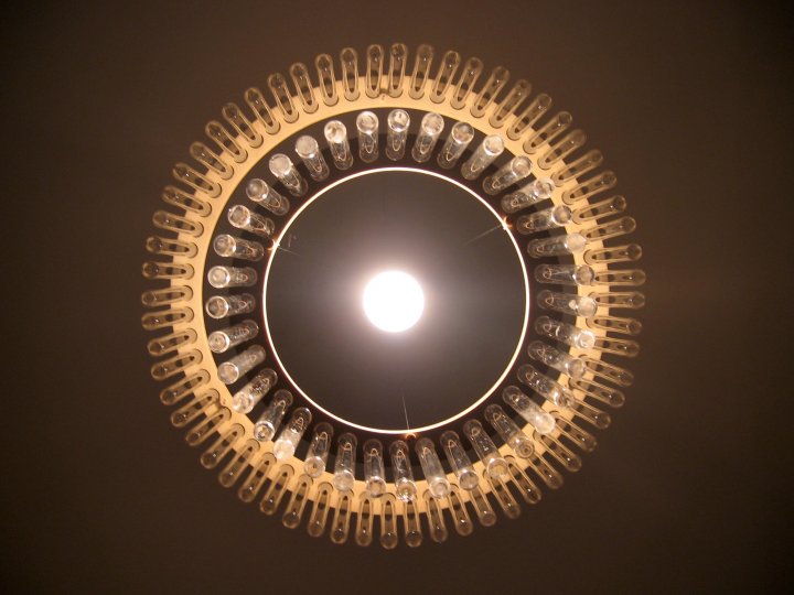 View from Below Double Test Tube Chandelier when On
