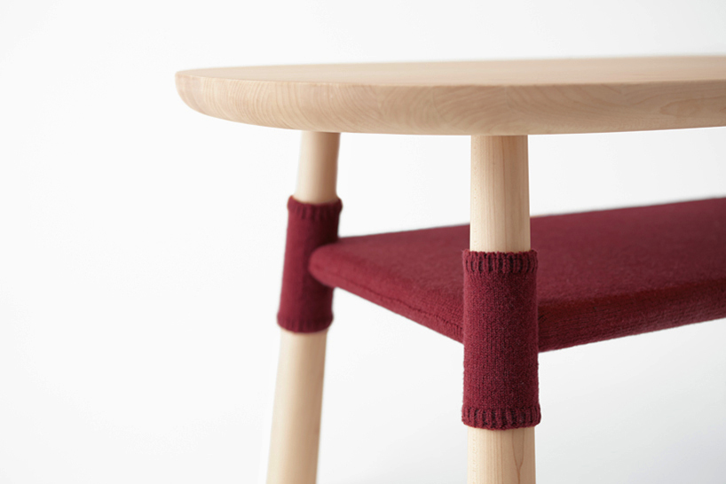 Winnie The Pooh Inspired Coffee Table by Nendo for Disney with Red Knitted Cladding