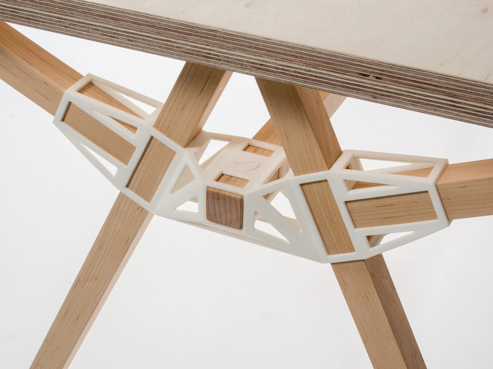 Keystones Table with 3D Printed Joinery by Studio Minale-Maeda