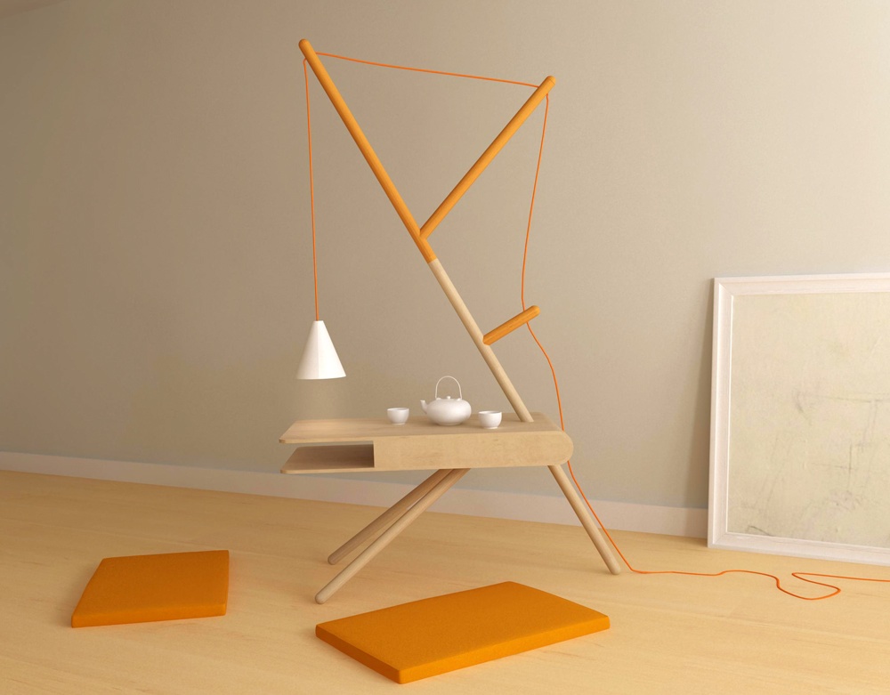 RE:LIGHT Minimalist Side Table and Lamp by Presek Design Studio