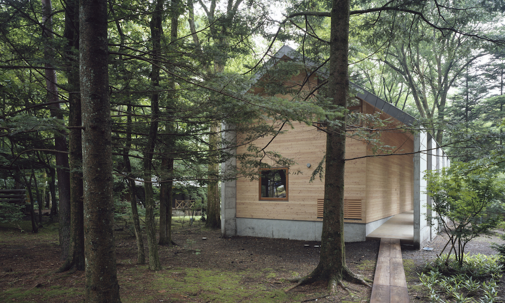 Rear of Omizubata N House Cabin in Woods, Japan