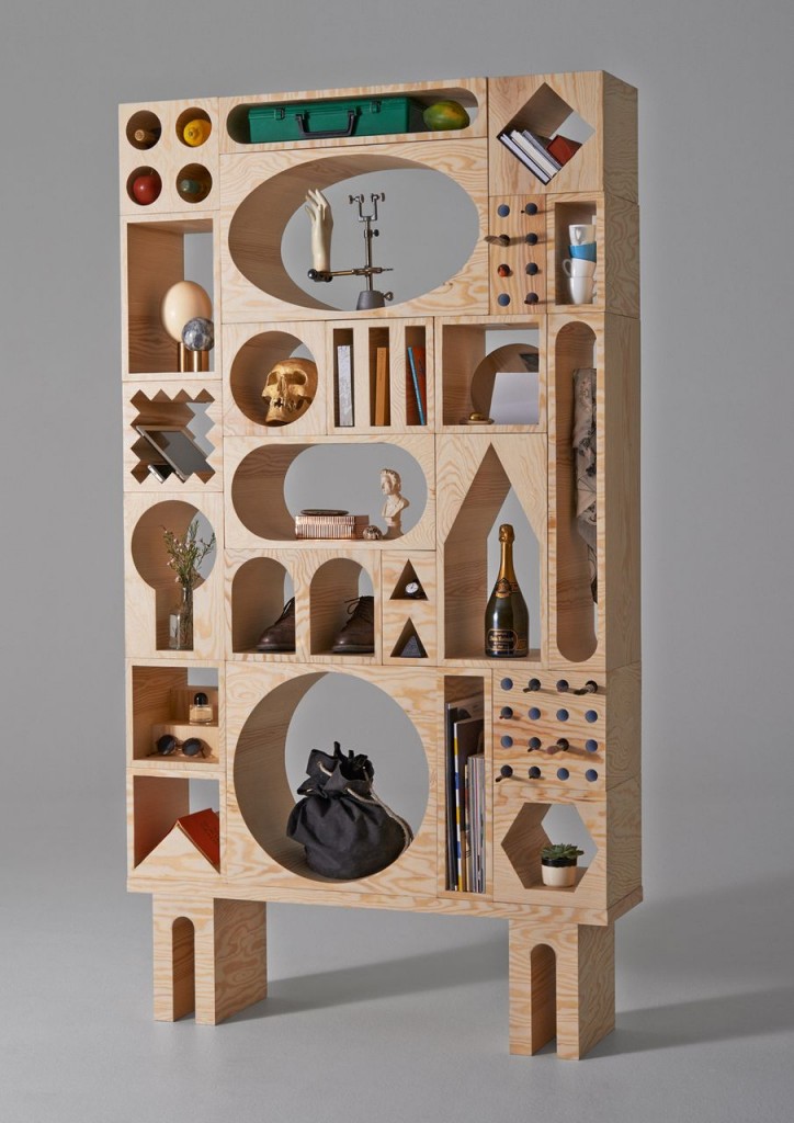 Tall Shelving Unit Composed of ROOM Collection Shape Blocks
