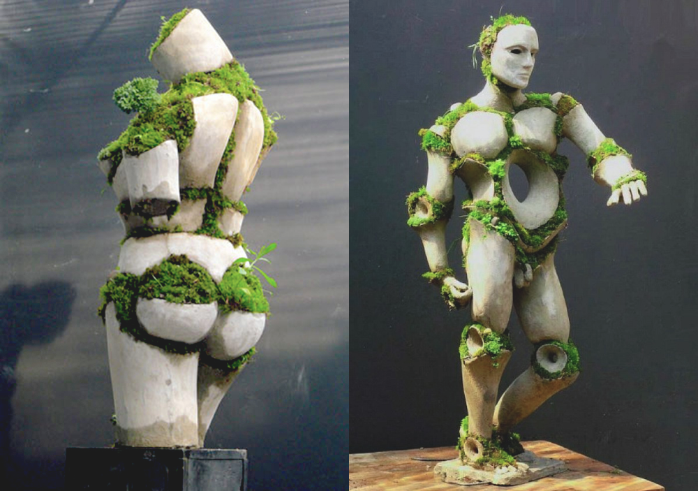 Venus and Apollo Terraform Sculptures in Concrete and Moss by Robert Cannon