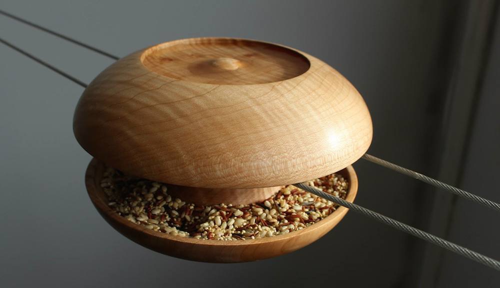 SPUN Bird Feeder by Urbanproduct from Maple Wood and Tension Wire