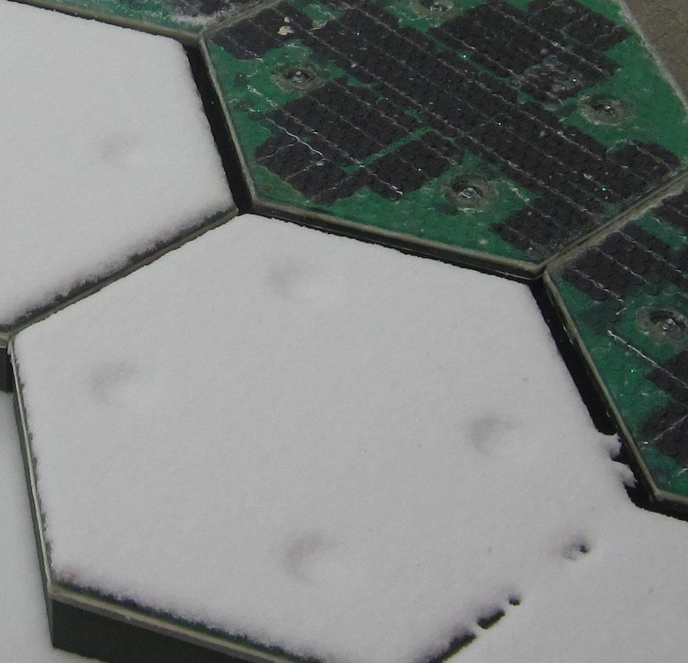 Demonstration of Heated Solar Roadways Tiles during Snow