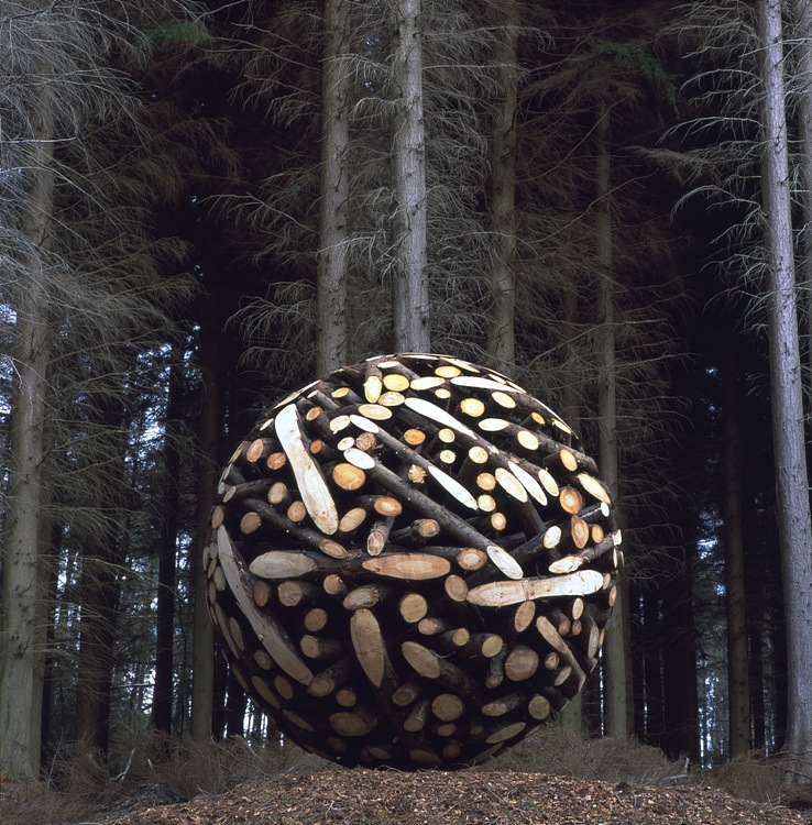 Sculptural Wooden Sphere by Lee Jae Hyo