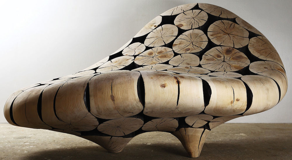 Side View of Curved Wood Chair by Jaehyo Lee