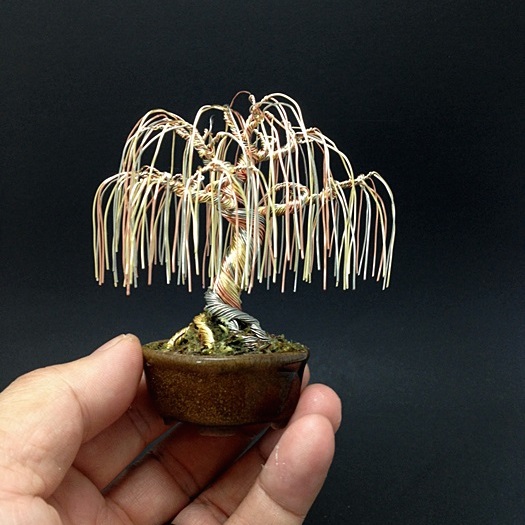 Willow Bonsai Tree in gold, silver, copper by Ken To