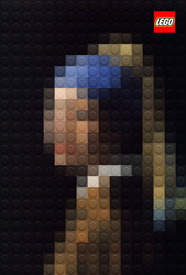 'Girl with a Pearl Earring' by Johannes Vermeer in Lego by Marco Sodano