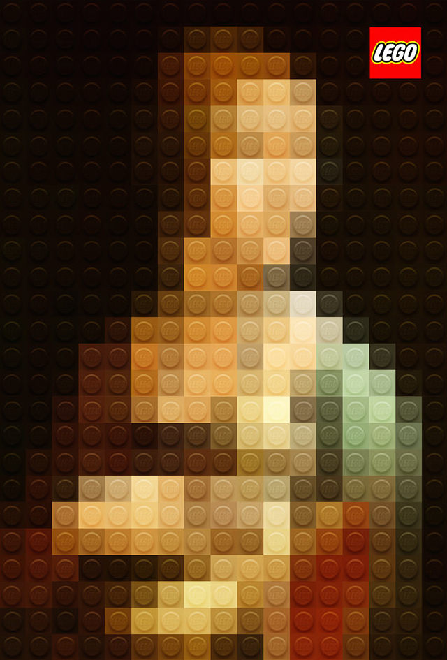 'Lady with an Ermine' by Leonardo da Vinci as Lego Pixel Art
