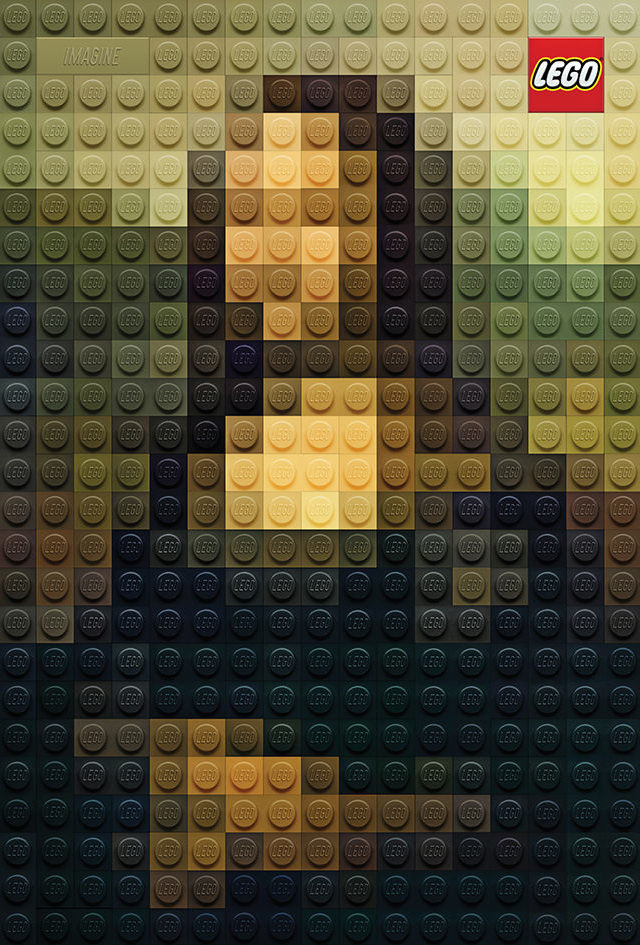 'Mona Lisa' by Leonardo da Vinci in Lego Pixels