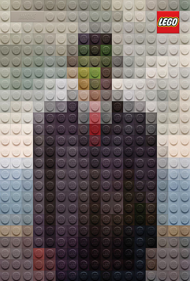 'The Son of Man' by René Magritte in Lego by Marco Sodano