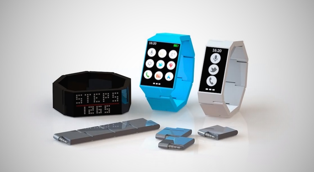 Array of Blocks Smartwatches with various screens