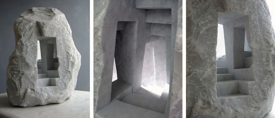 Interior and Exterior of 'The Passage' in Carrara marble by Matthew Simmonds