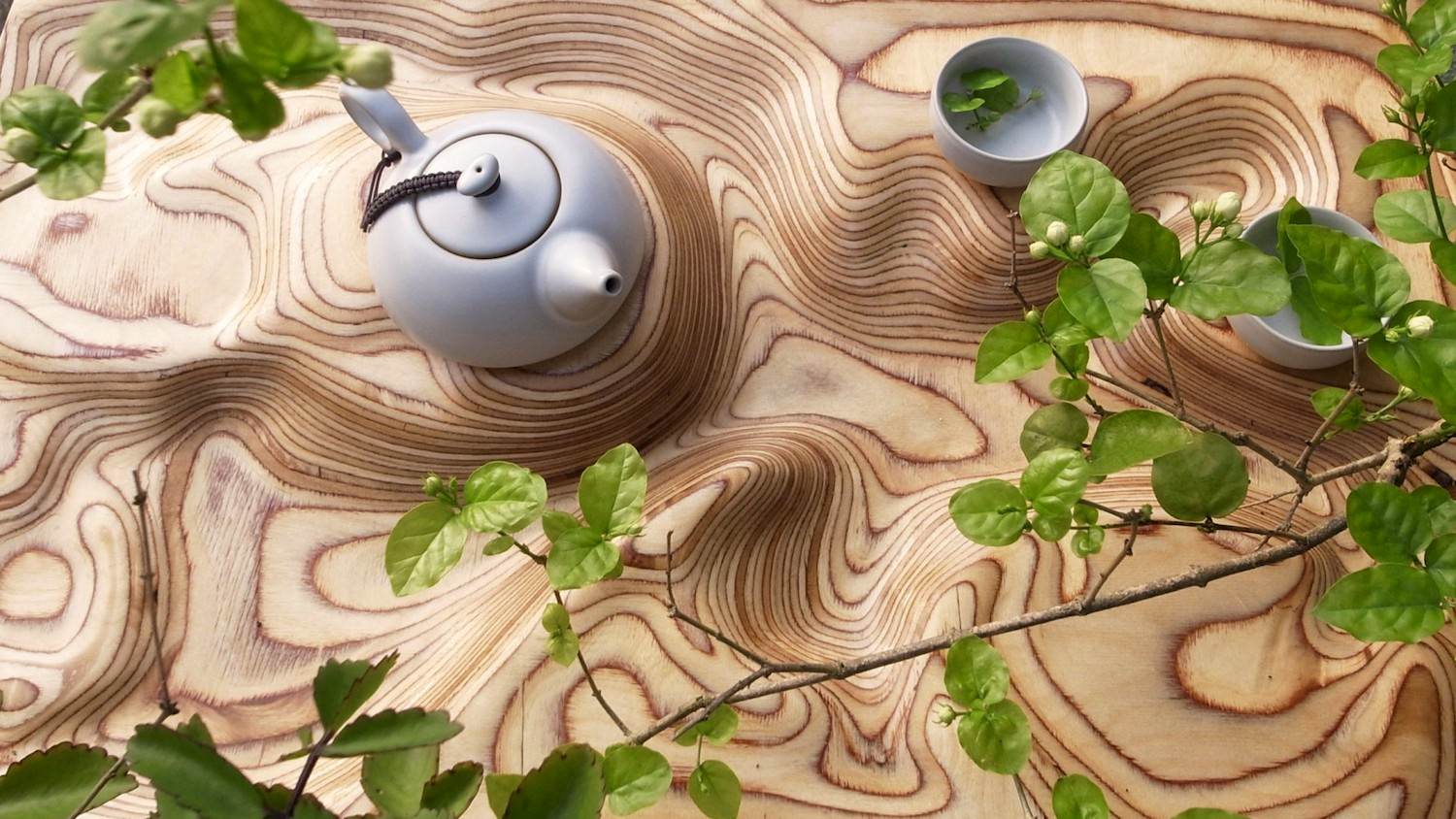 Confluence Topographical Plywood Tea Tray by Artonomos