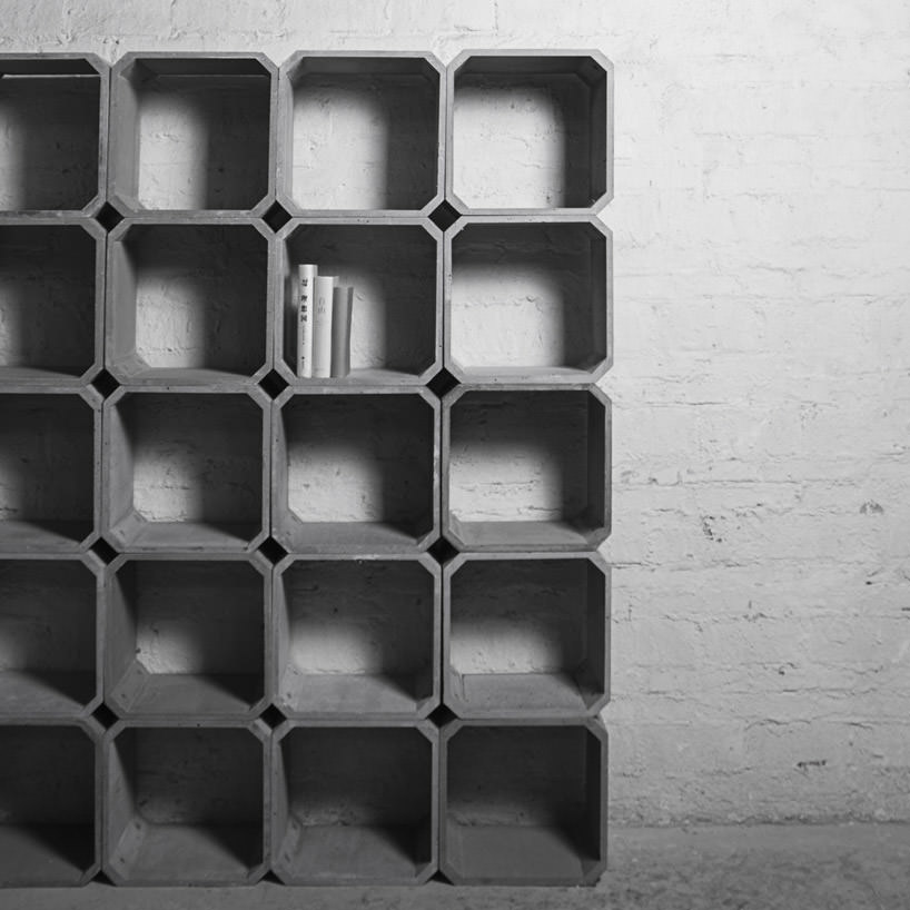 Shelving Grid Composed of Kou Cement Modules