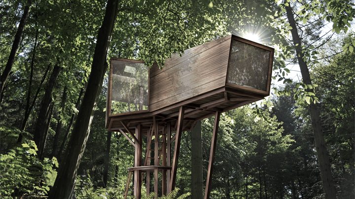 Inhabit Treehouse Dwelling on Stilts with Ladder Access
