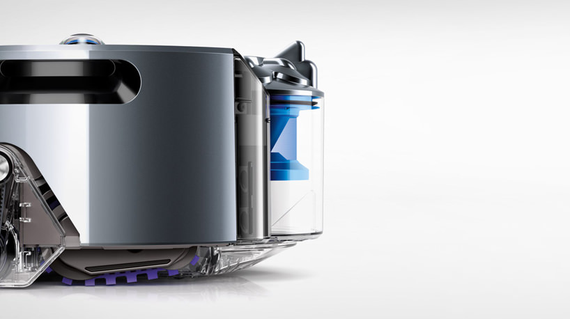 Side view of the Dyson Robotic Vacuum Cleaner with rubber tank tracks