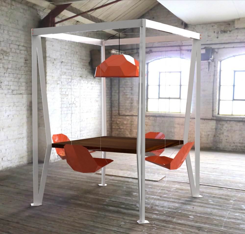 Small 4 Person Swing Table with Red Detailing