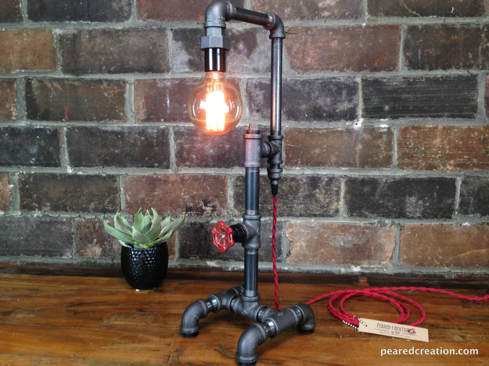 Edison Bulb VIntage Pipe Desk Lamp by Peared Creation