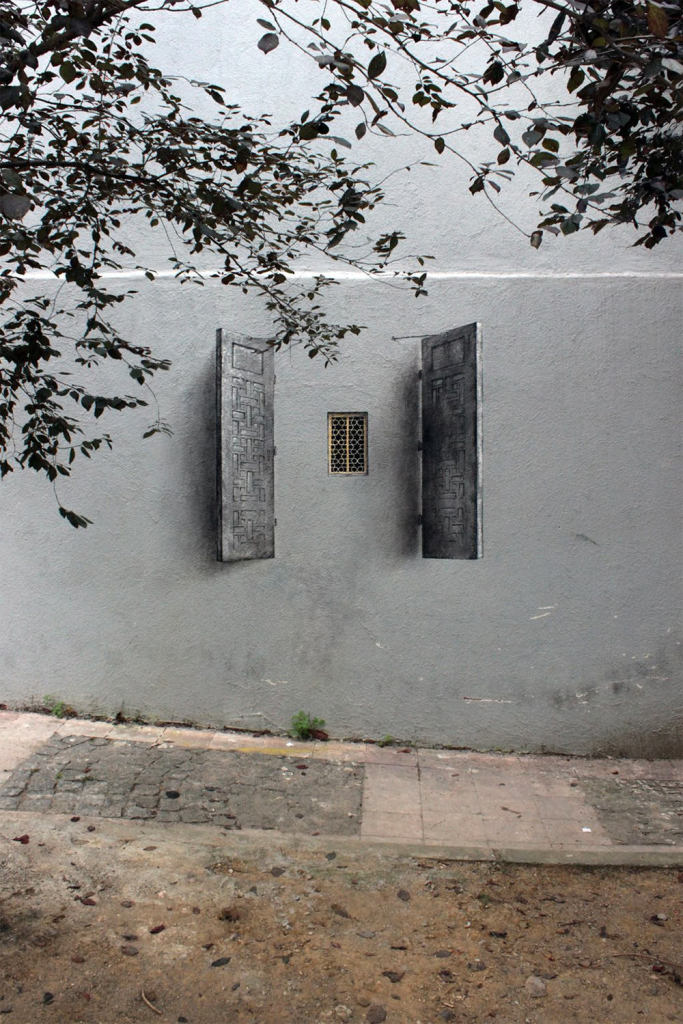 Shutters Optical Illusion Painting by Pejac in Uskudar, Istanbul