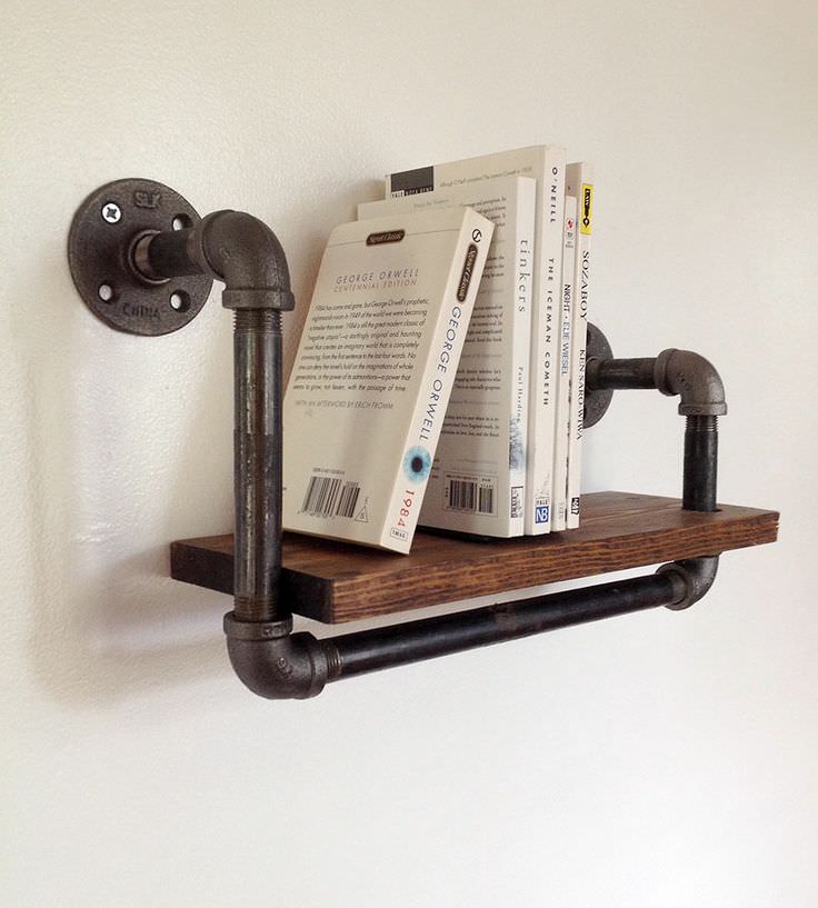 Small Recliaming Pipe Bookshelf by Relaimed PA