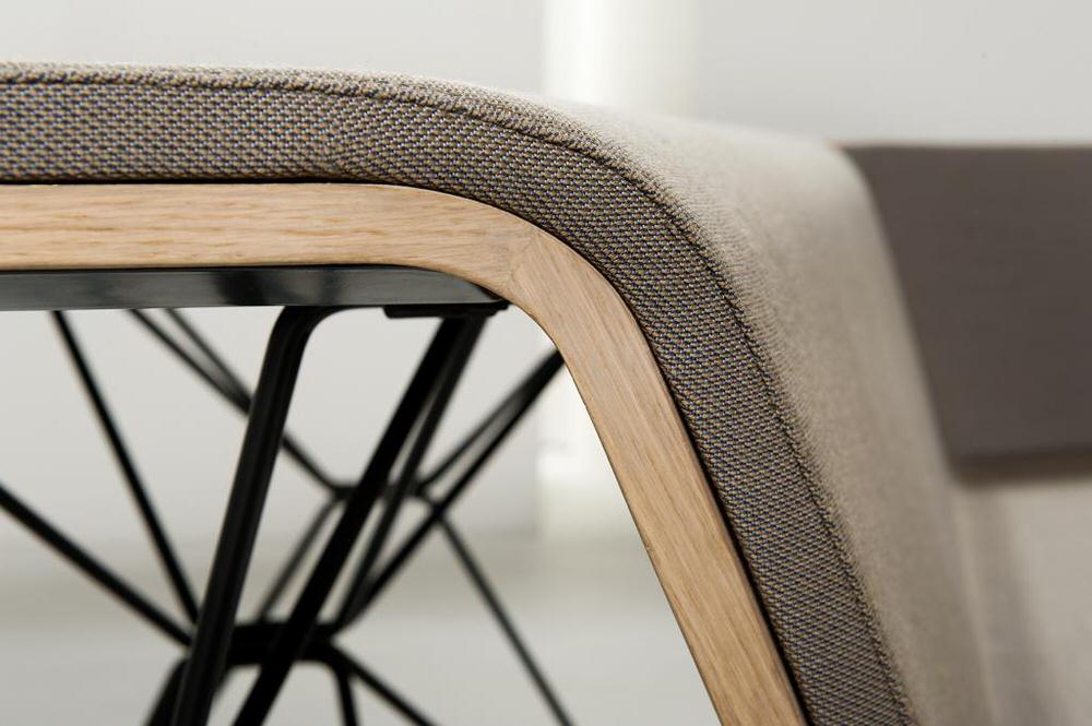 Close-up of SitTable's Kvadrat Fabric Upholstry