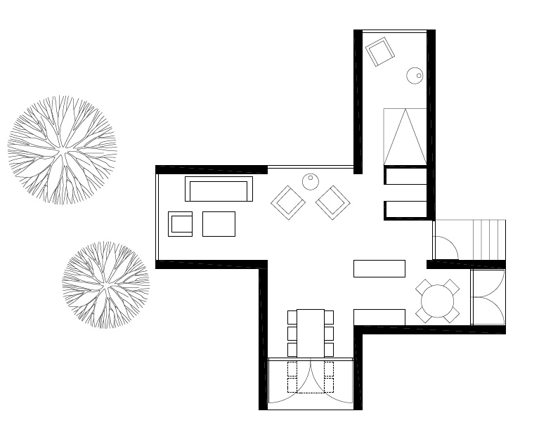 Floor Plan of Four Cornered Villa by Avanto Architects