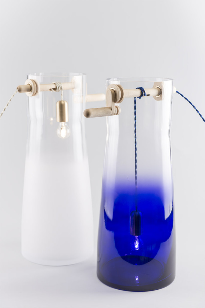 Frosted and Blue Glass Variations of the Well Lamp