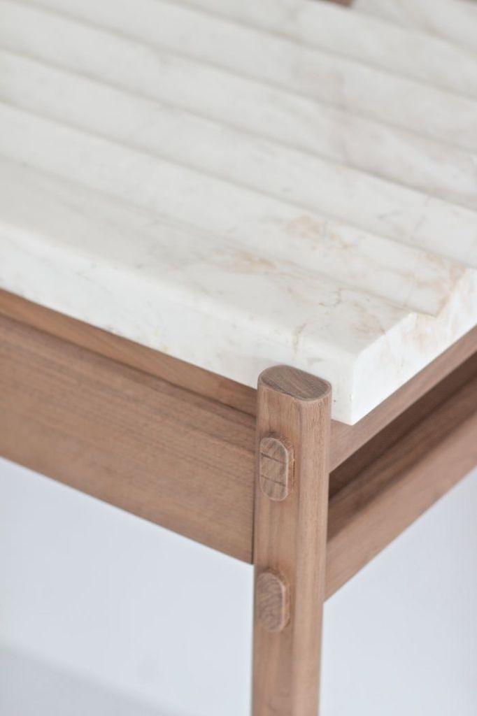 Marble and Walnut Table Detailing