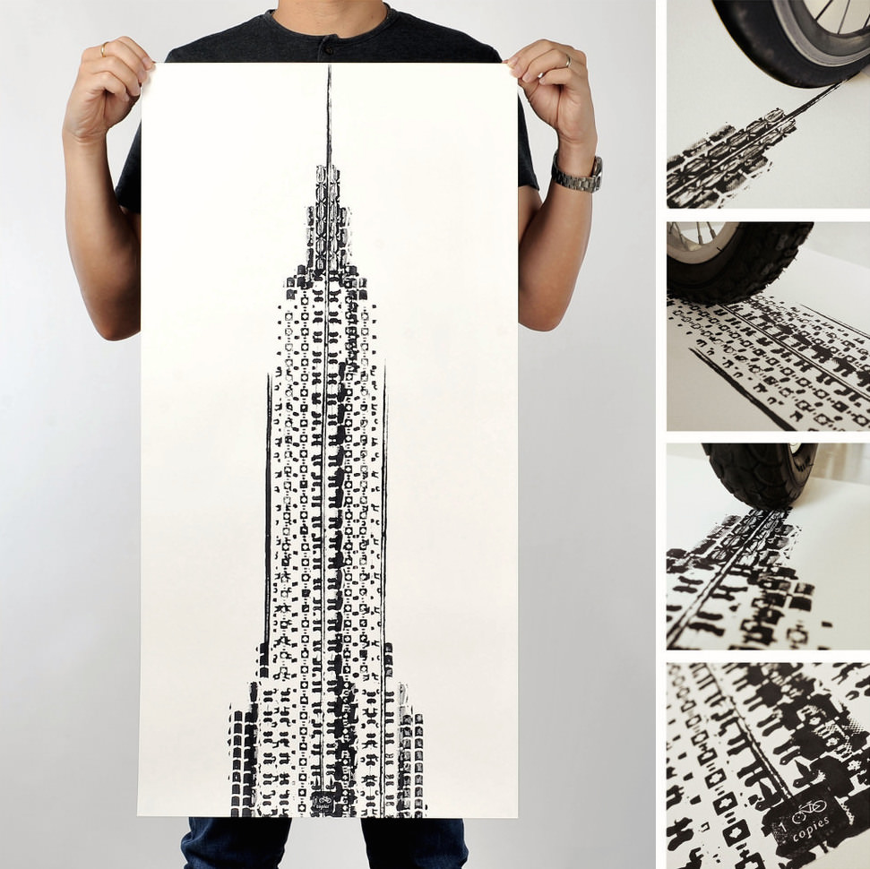 'The Cyclist's Empire' State Building Abstract Bike Tyre Print by 100 Copies