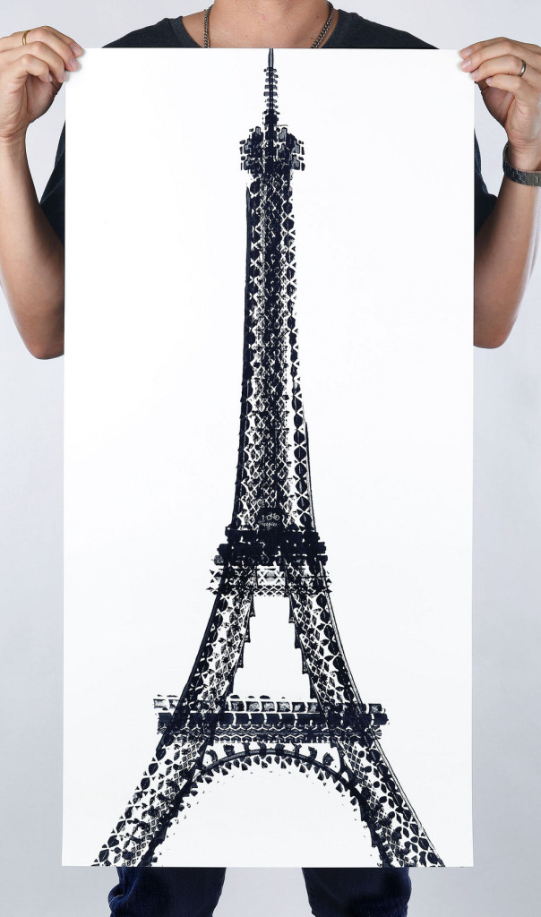 The Eiffel Tower with Inked Bicycle Tyre Tracks by Thomas Yang
