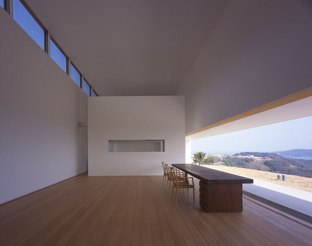 View of minimalist Atelier with Open Doors
