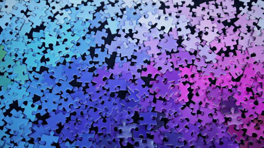 Blue to Purple Colour Spectrum of Puzzle Pieces