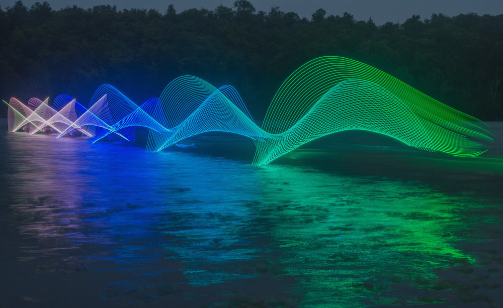 Blurred LED Light Kayak Paddle Strokes by Stephen Orlando