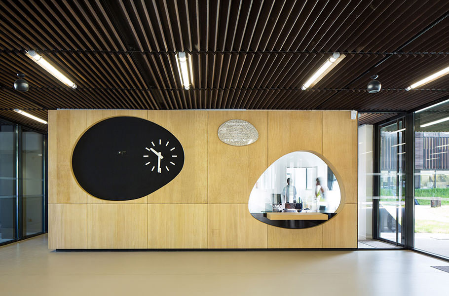 Campus Lobby with Plywood Reception