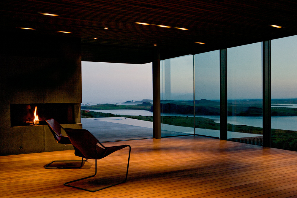 View from Luxurious Living Room of Árborg House overlooking Glacial Valley