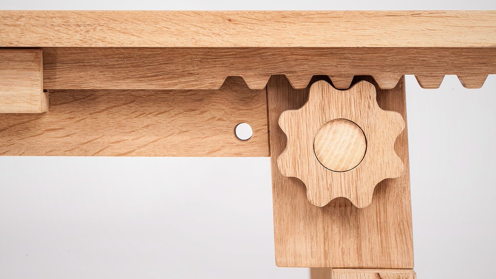 Wooden Cog and Tooth Hill Table Leaf Mechanism