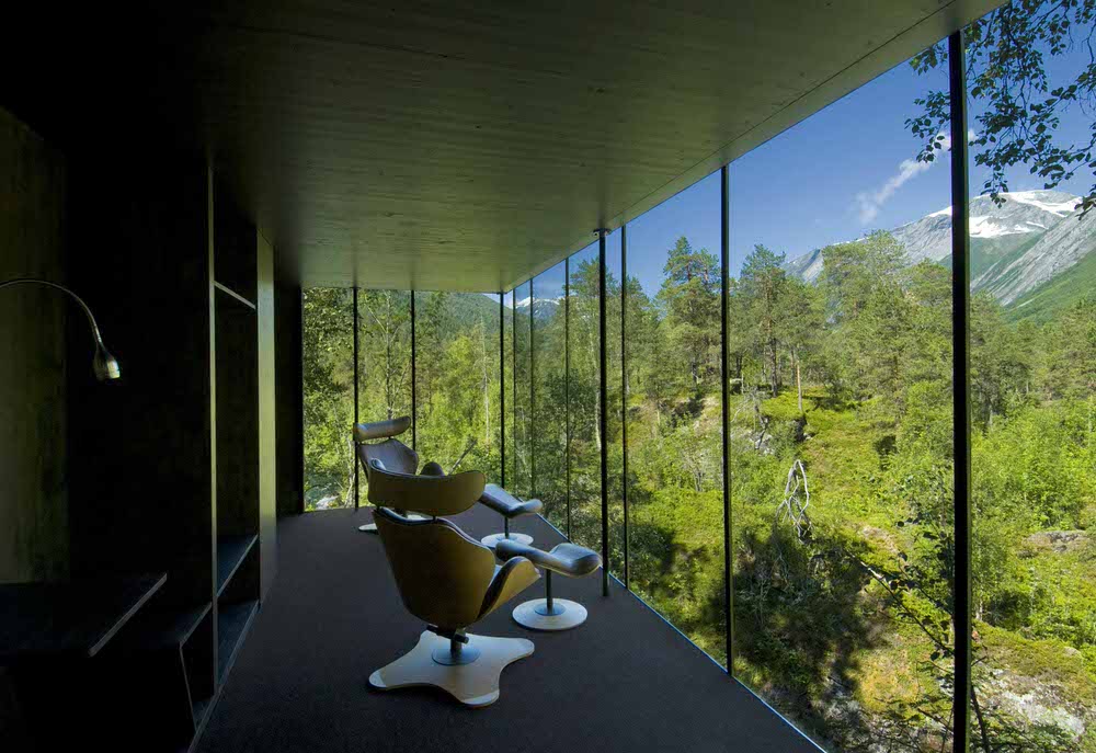 Observation Corner with Lounge Chairs at Juvet Landscape Hotel