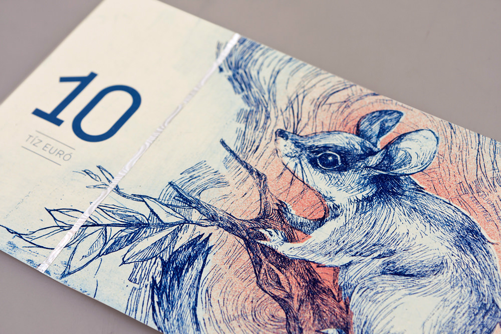 Dormouse on Hungarian Euro Concept Banknote by Barbara Bernat