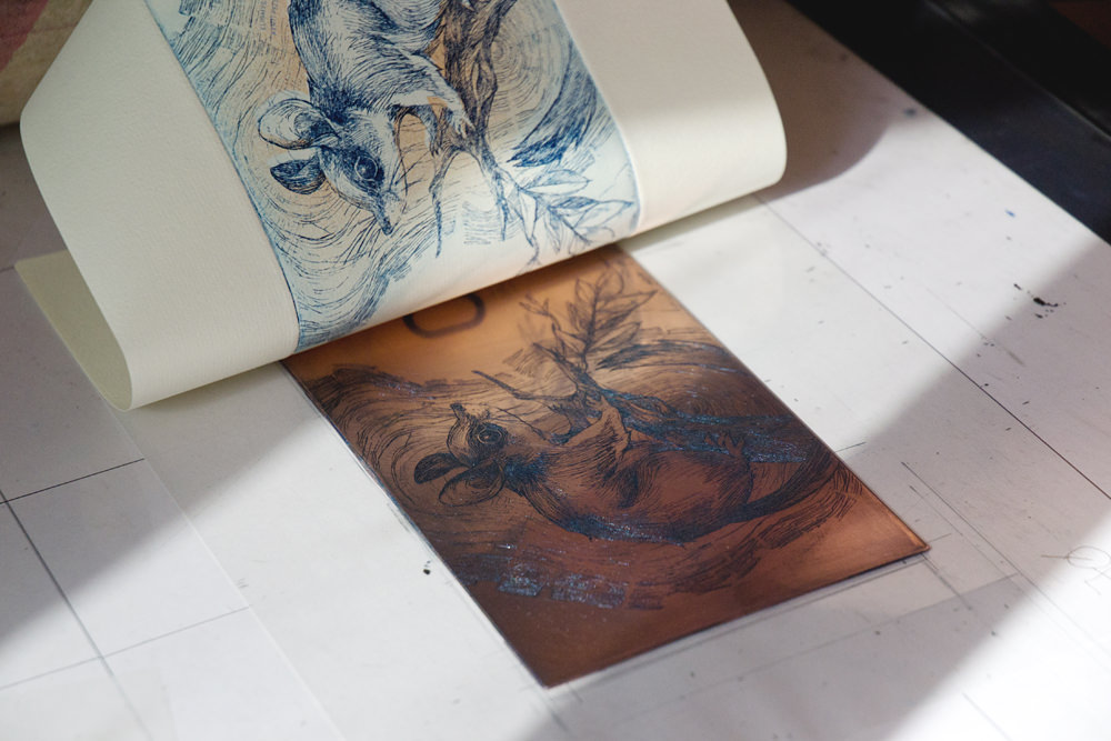Hand Printed Artworks on Copperplate Etching by Barbara Bernat