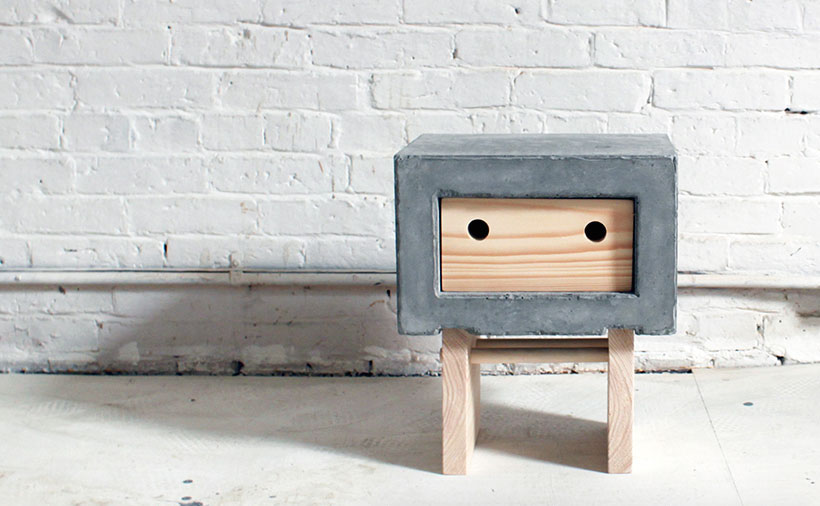 HomeMade Modern's Concrete Bedside Table with Wood Finishings